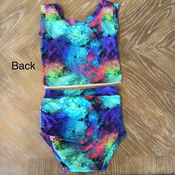 ISP Dancewear Teen 2pc Tie Dye Muscle Tee And Brief Dance Set Size AXS/AS - Picture 3 of 5
